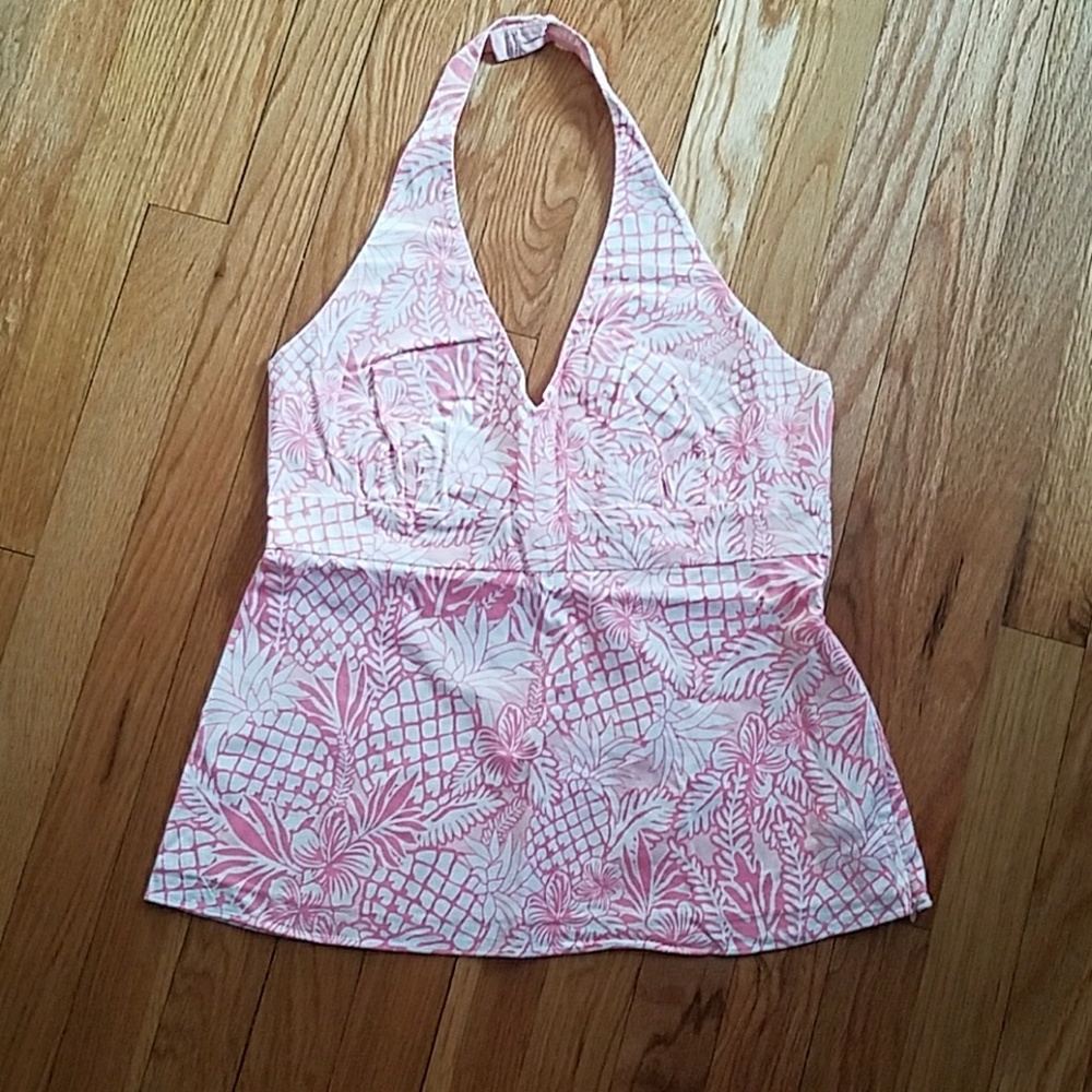 Vineyard vines pink pineapple print halter top